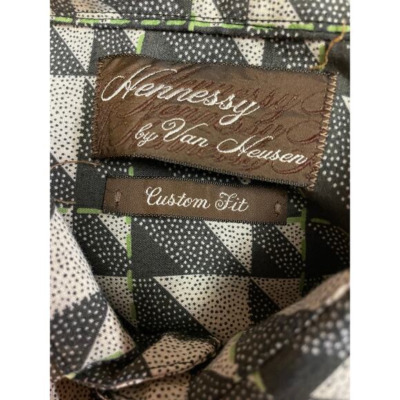 Vtg 70s Geometric Abstract Pointillism Button Front Disco Shirt Dagger Collar LG - Picture 10 of 10